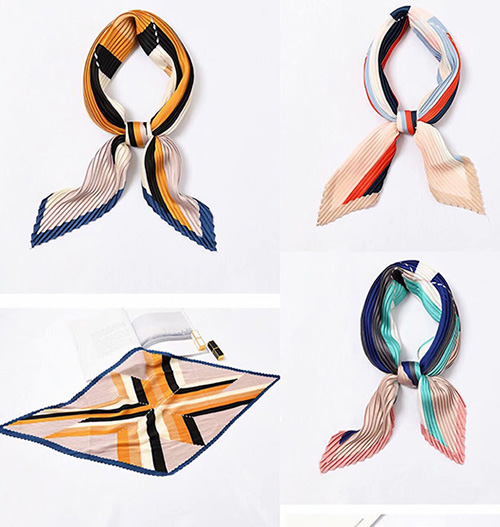 French pleated women silk scarf gifts