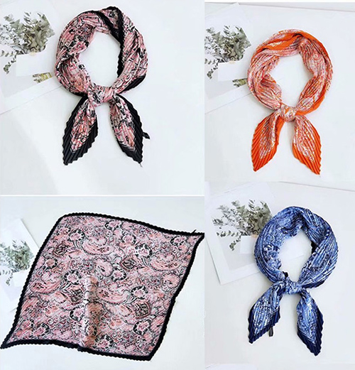 French pleated women silk scarf gifts