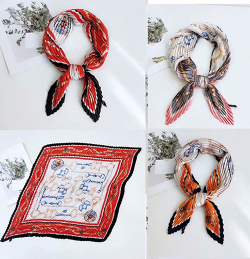 French pleated women silk scarf gifts