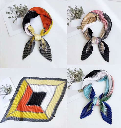 French pleated women silk scarf gifts
