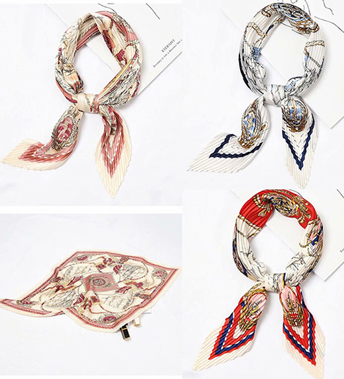 Wholesale pleated fashion women silk scarf