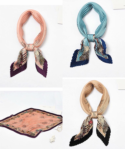 Wholesale pleated fashion women silk scarf