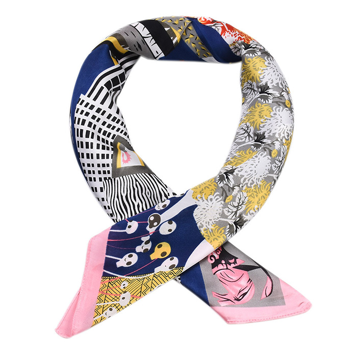 China silk scarf 70CM Halloween skull imitation silk satin scarf