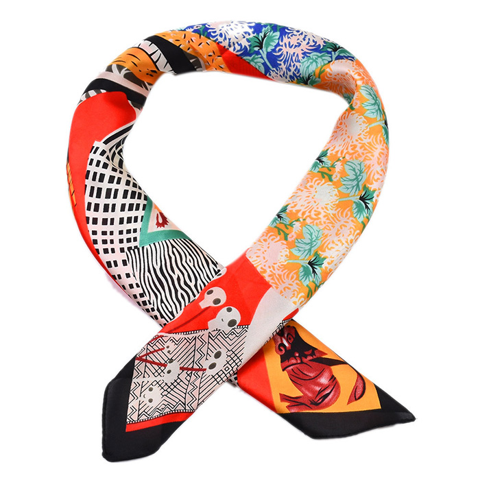 China silk scarf 70CM Halloween skull imitation silk satin scarf
