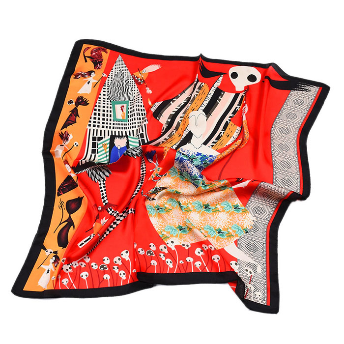 China silk scarf 70CM Halloween skull imitation silk satin scarf