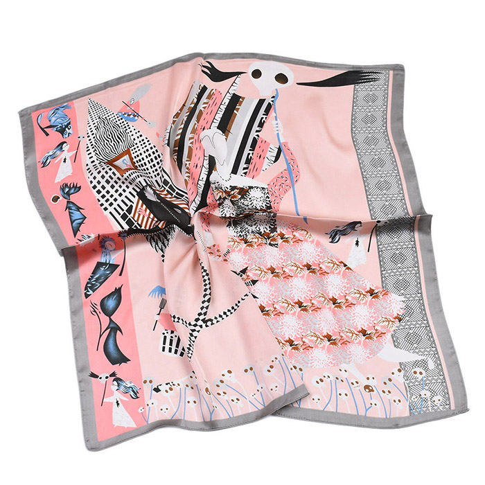 China silk scarf 70CM Halloween skull imitation silk satin scarf
