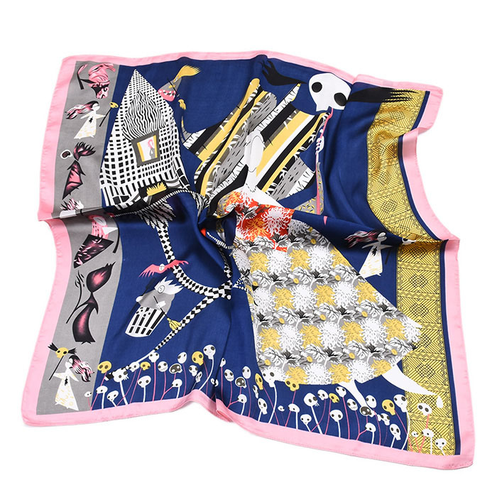China silk scarf 70CM Halloween skull imitation silk satin scarf