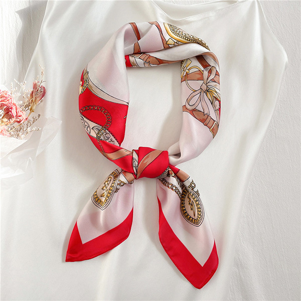 Wholesale fashion color matching chain scarf women neck bear 70cm square scarf