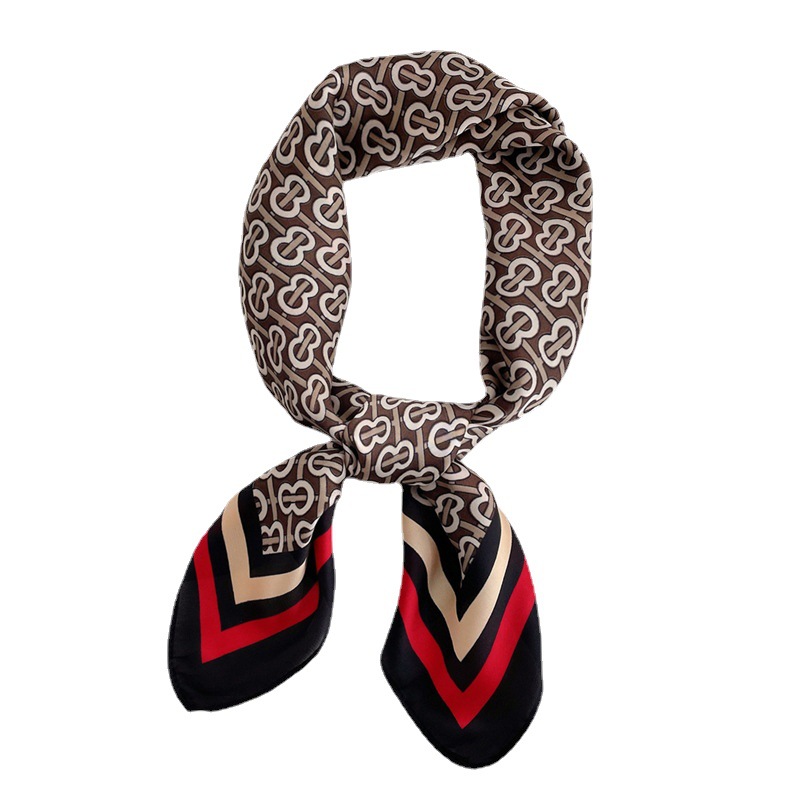 Wholesale Letter color block tie scarf 70cm bib scarf for women