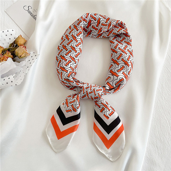 Wholesale Letter color block tie scarf 70cm bib scarf for women