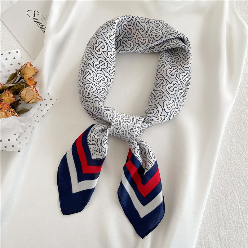 Wholesale Letter color block tie scarf 70cm bib scarf for women