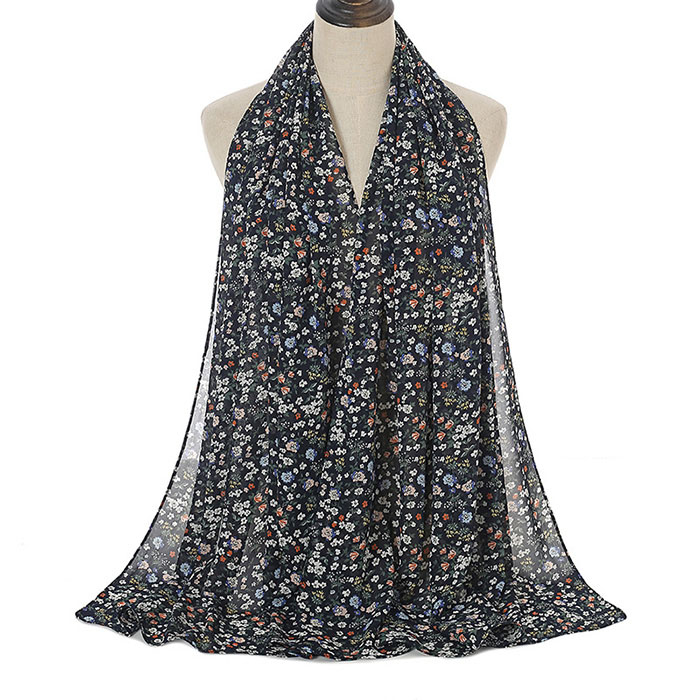 Wholesale pearl chiffon flower scarf Malay women long head scarf