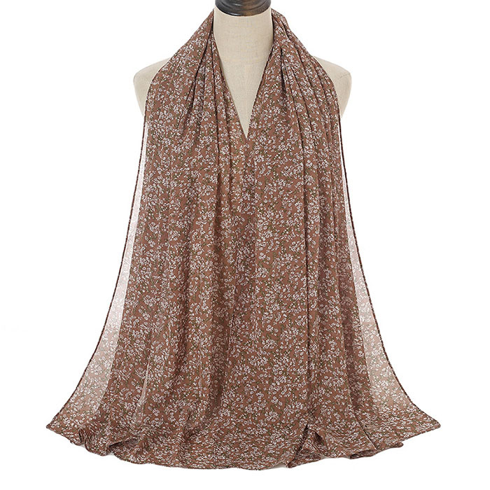 Wholesale pearl chiffon flower scarf Malay women long head scarf
