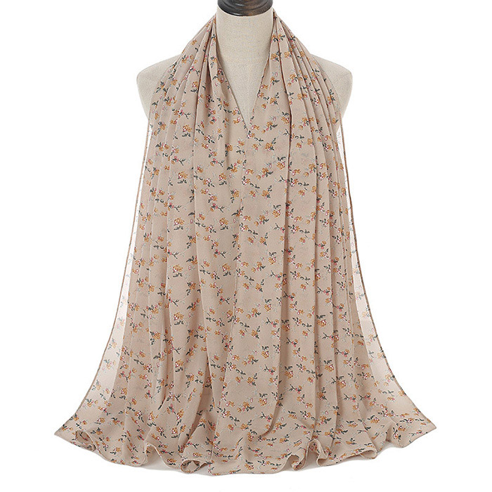 Wholesale pearl chiffon flower scarf Malay women long head scarf