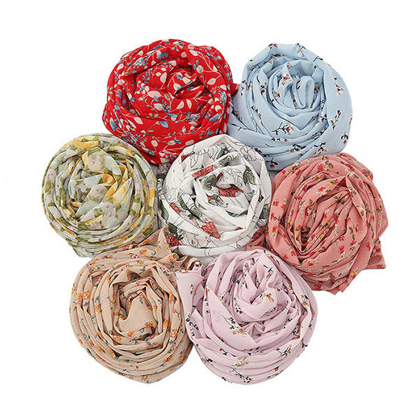 Wholesale pearl chiffon flower scarf Malay women long head scarf