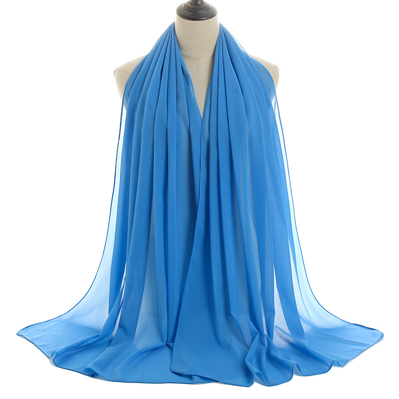 Wholesale pearl chiffon solid color women scarf Malaysia new style scarf