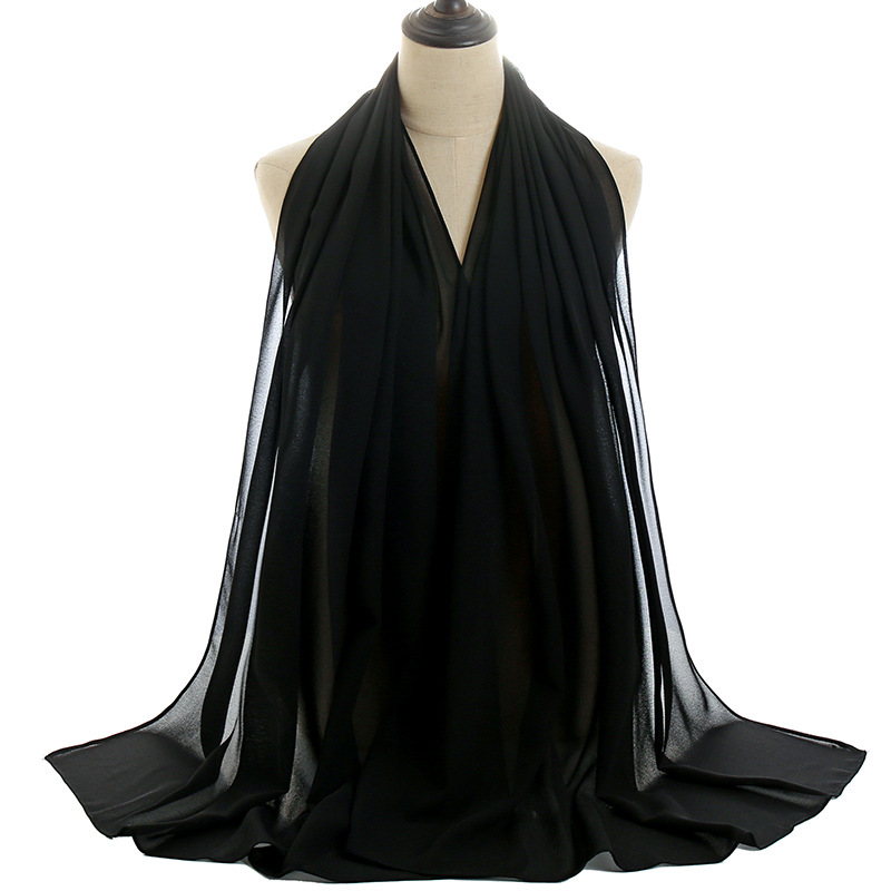 Wholesale pearl chiffon solid color women scarf Malaysia new style scarf