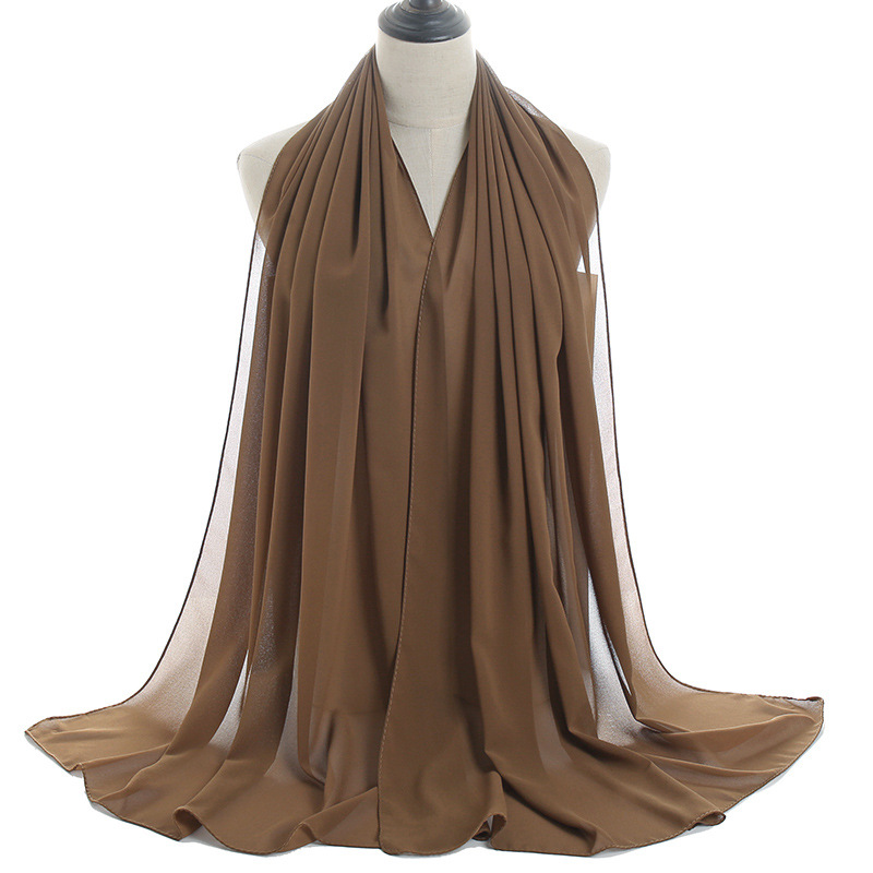 Wholesale pearl chiffon solid color women scarf Malaysia new style scarf