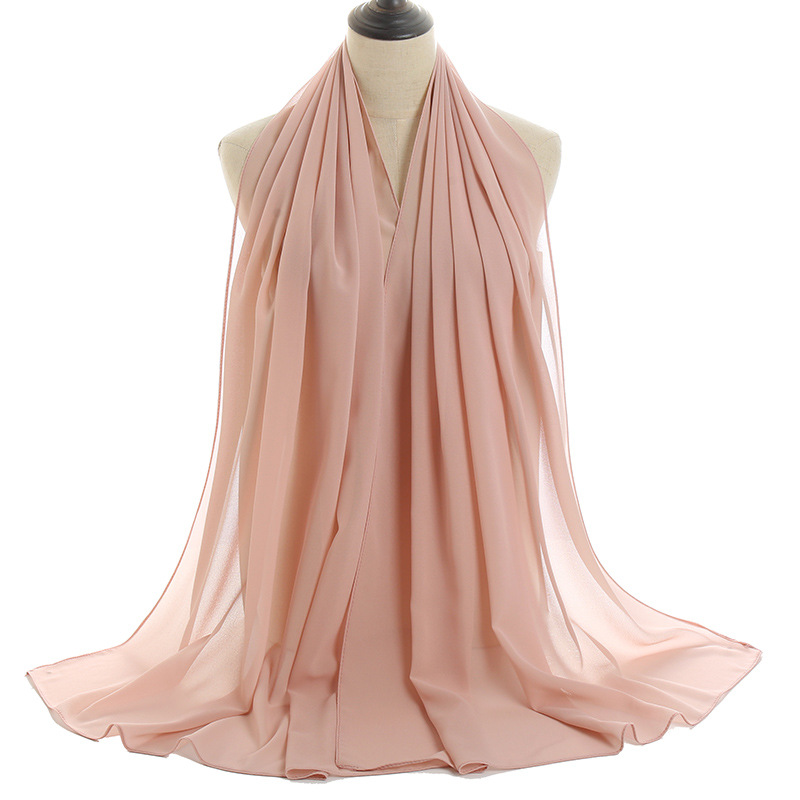 Wholesale pearl chiffon solid color women scarf Malaysia new style scarf