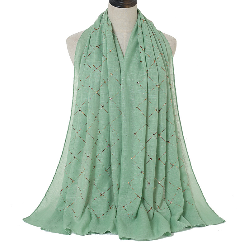 Cotton plaid solid color scarf with diamonds women Kenyan headscarf