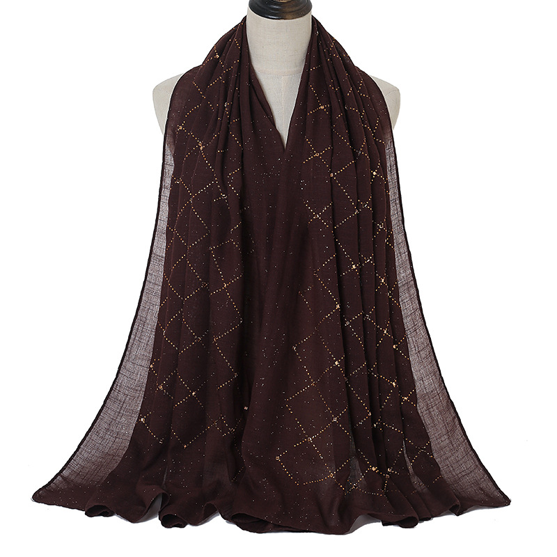 Cotton plaid solid color scarf with diamonds women Kenyan headscarf