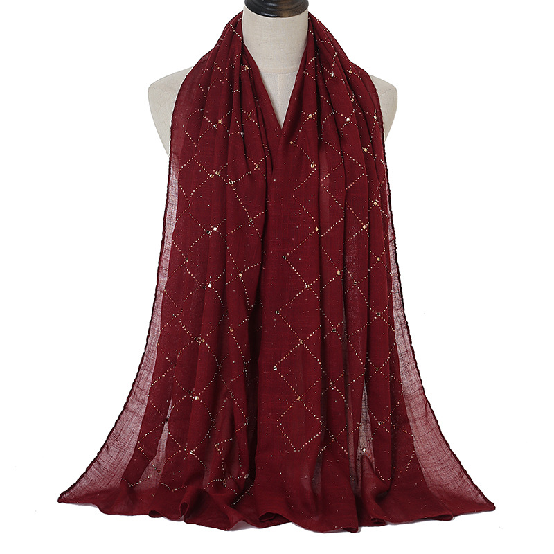 Cotton plaid solid color scarf with diamonds women Kenyan headscarf