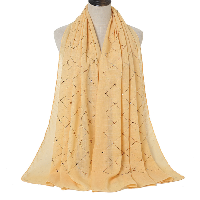Cotton plaid solid color scarf with diamonds women Kenyan headscarf