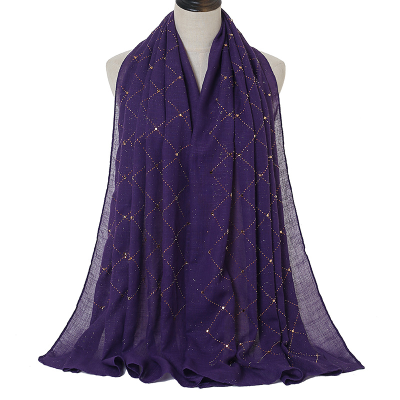 Cotton plaid solid color scarf with diamonds women Kenyan headscarf