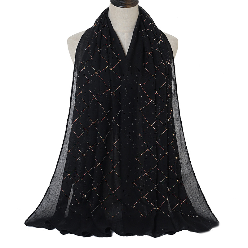 Cotton plaid solid color scarf with diamonds women Kenyan headscarf