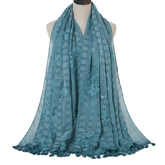 Embroidery scarf cotton tie dyed tassel scarf factory wholesale