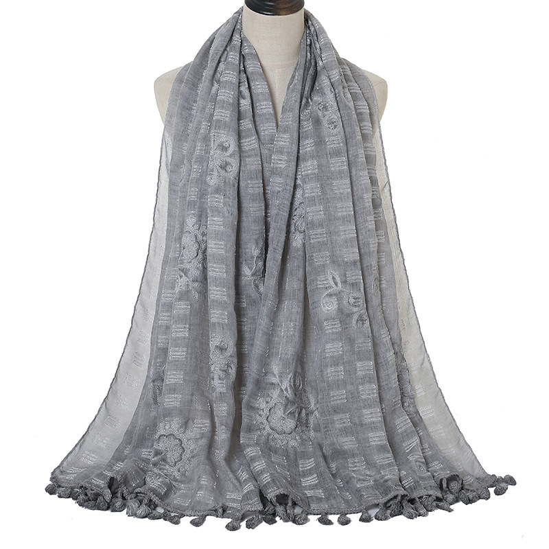 Embroidery scarf cotton tie dyed tassel scarf factory wholesale