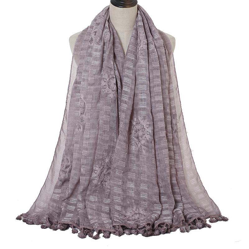 Embroidery scarf cotton tie dyed tassel scarf factory wholesale