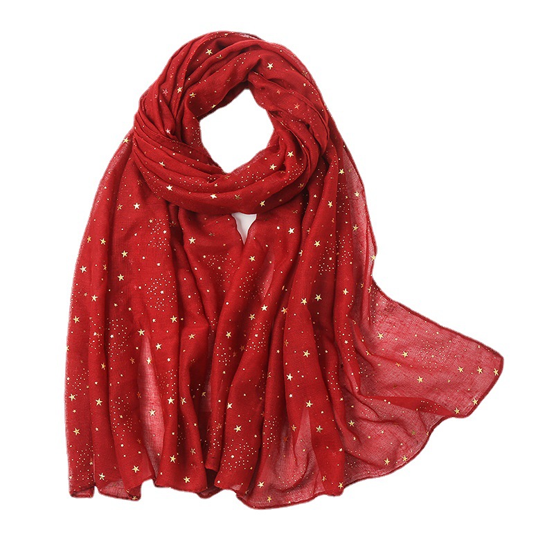 Balinese yarn bronzing star women cotton scarf factory wholesale