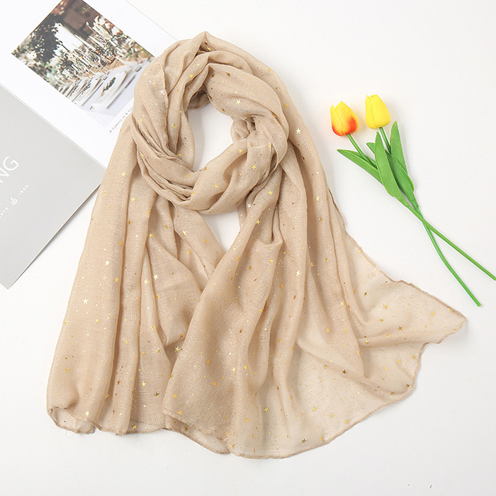 Balinese yarn bronzing star women cotton scarf factory wholesale