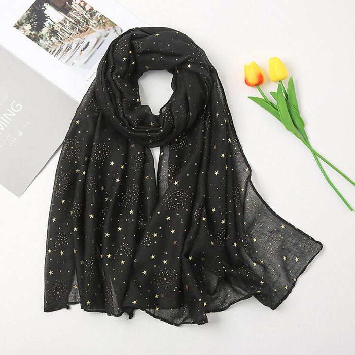 Balinese yarn bronzing star women cotton scarf factory wholesale