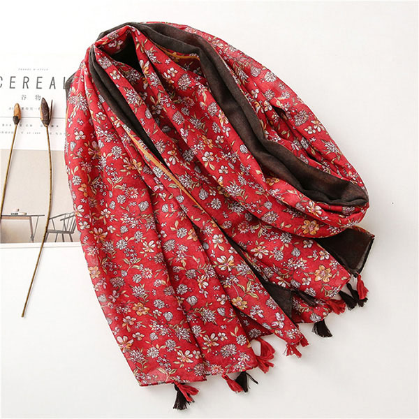 Spanish women cotton linen flower scarf shade shawl wholesale