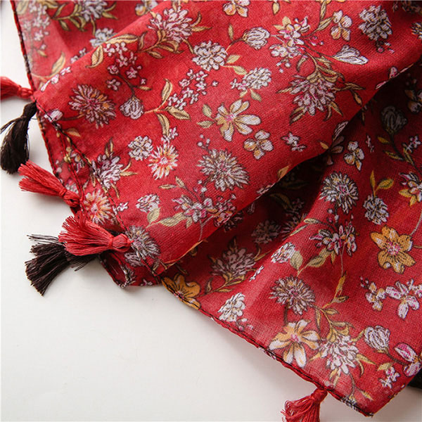 Spanish women cotton linen flower scarf shade shawl wholesale