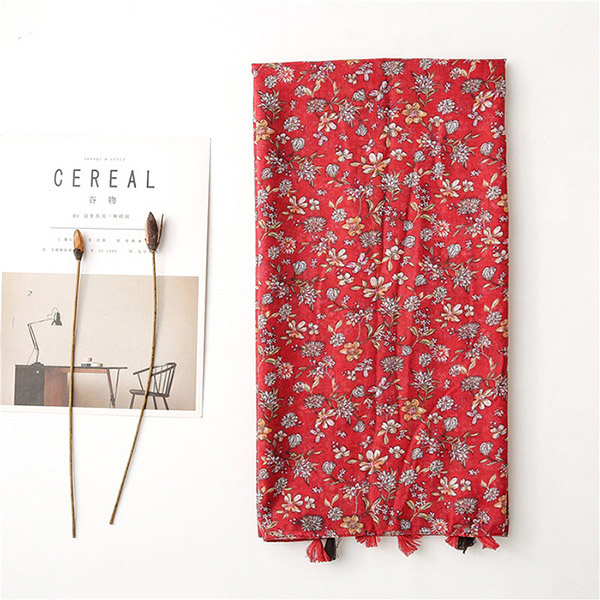 Spanish women cotton linen flower scarf shade shawl wholesale