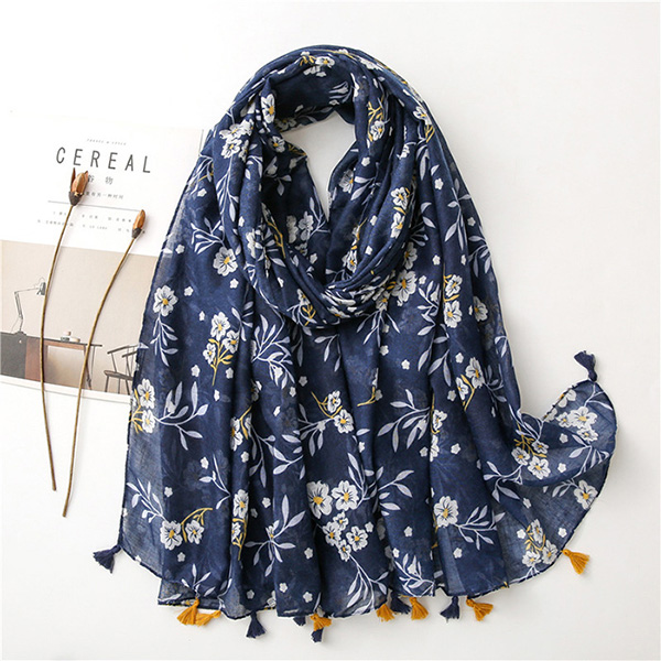 Bohemian ethnic style cashew color matching cotton linen scarf women