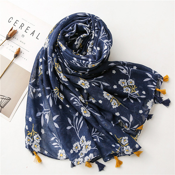 Bohemian ethnic style cashew color matching cotton linen scarf women