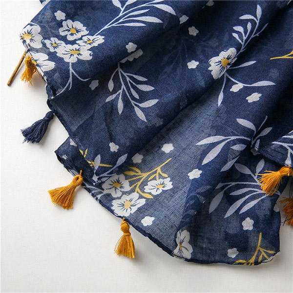 Bohemian ethnic style cashew color matching cotton linen scarf women