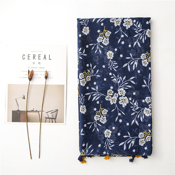 Bohemian ethnic style cashew color matching cotton linen scarf women