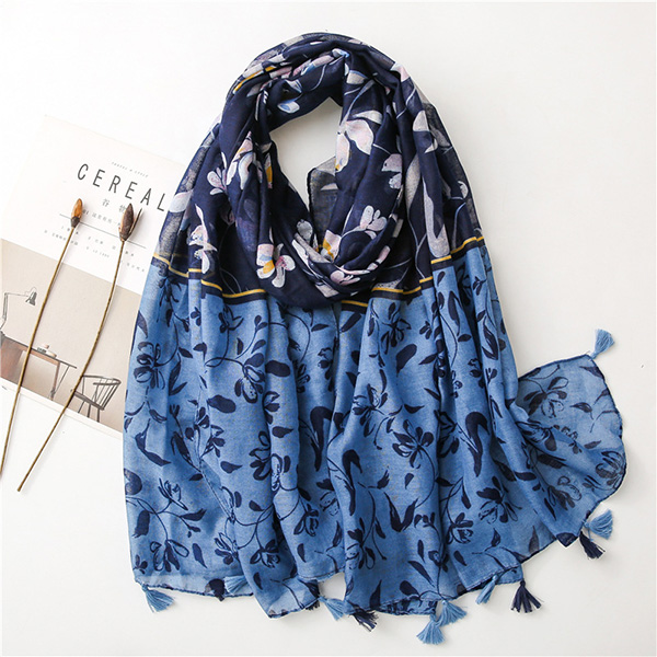 Light blue cotton linen scarf shawl women fashion silk scarf