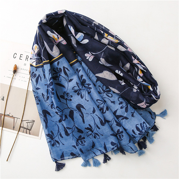 Light blue cotton linen scarf shawl women fashion silk scarf