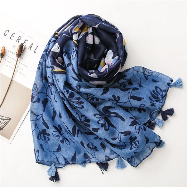 Light blue cotton linen scarf shawl women fashion silk scarf