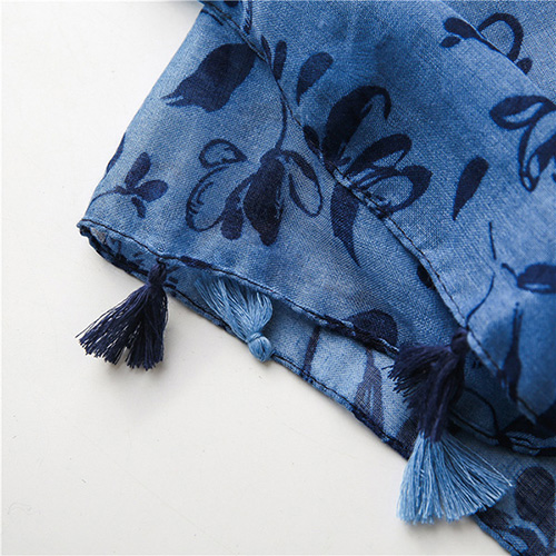 Light blue cotton linen scarf shawl women fashion silk scarf