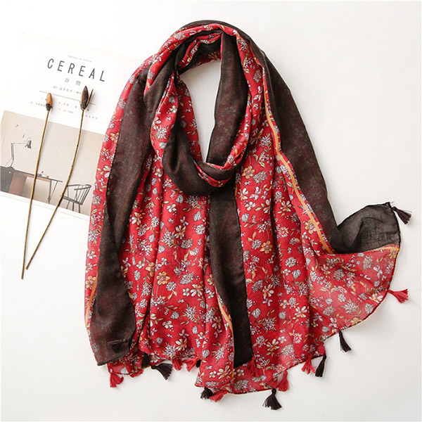 Spanish women cotton linen flower scarf shade shawl wholesale