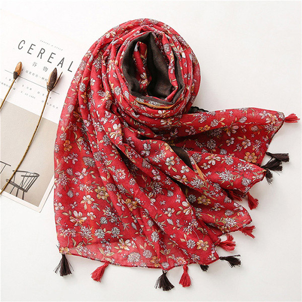 Spanish women cotton linen flower scarf shade shawl wholesale