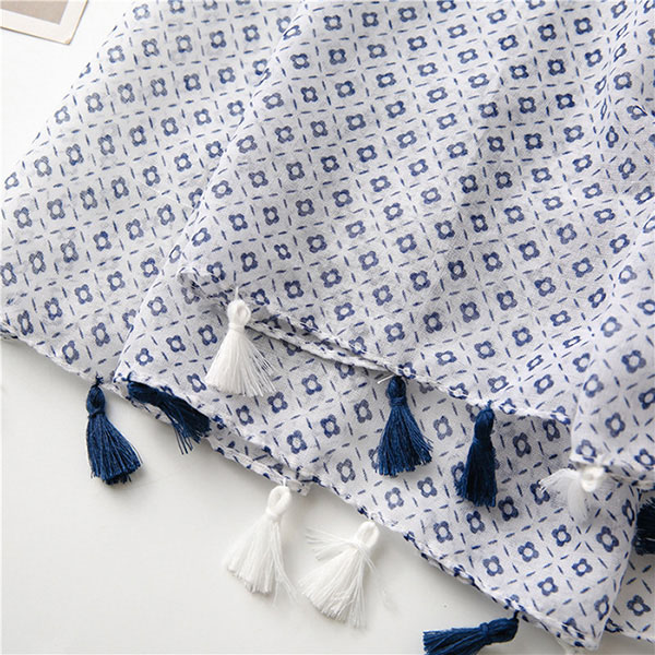 Wholesale floral scarf cotton linen shawl travel scarf for women