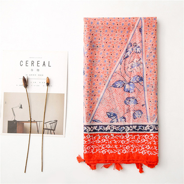 2021 cotton scarf red scarf spring fashion women travel sunscreen big shawl